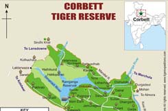 Corbett Tiger Reserve small map