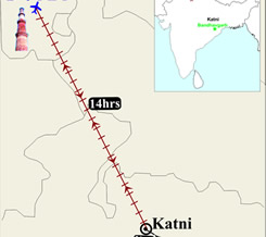 Delhi - katni route